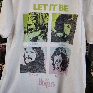 The Beatles Let it Be Off White Short Sleeve Cotton Blend T-Shirt Men's XL